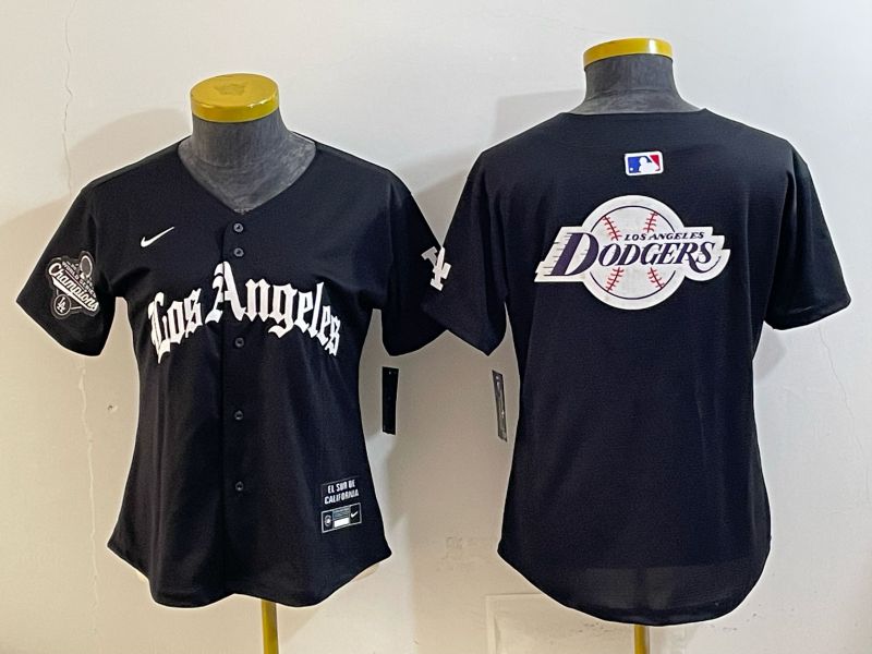 Women 2026 Los Angeles Dodgers Blank Black Game Nike MLB Jersey style 0031